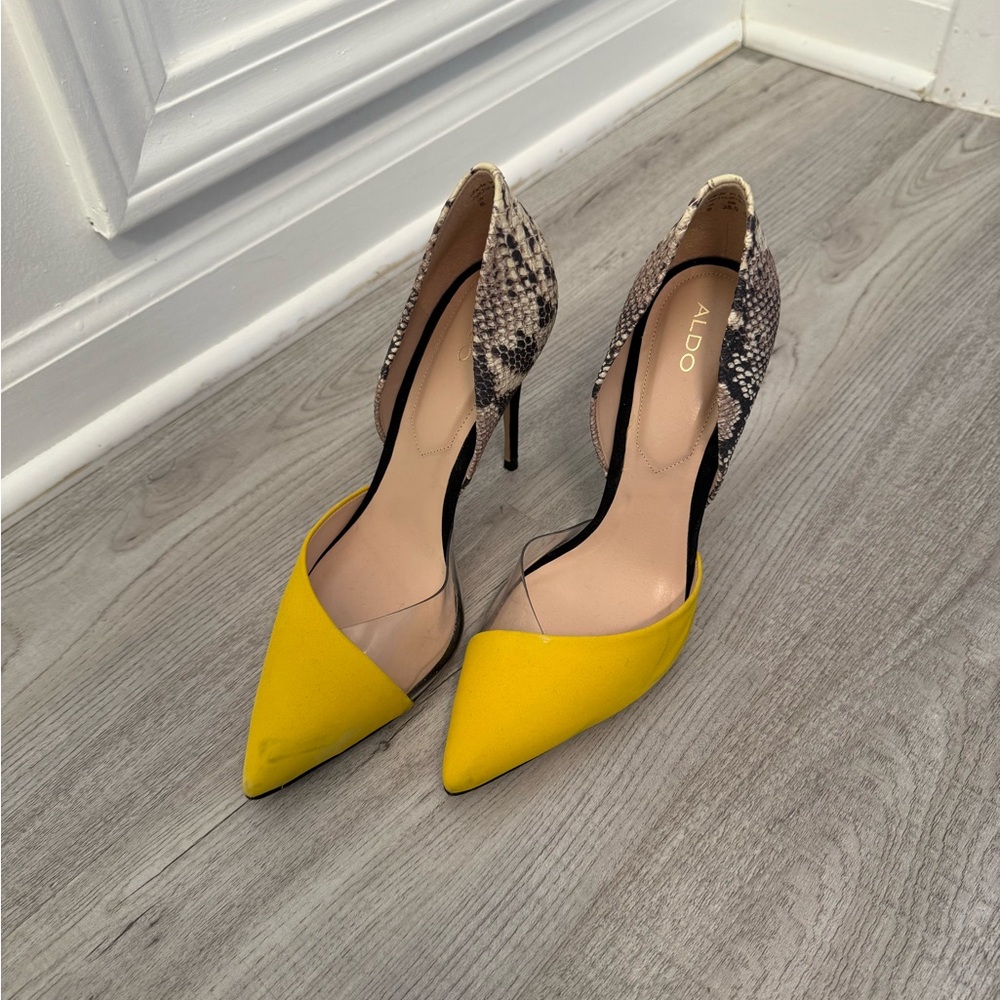 ALDO Yellow and Snakeskin Women's Heels